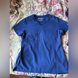 Greys anatomy spandex 1 chest pocket scrub top- Navy